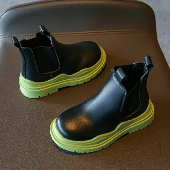 Kids Ankle Boots Boys Girls Winter Chelsea Casual Slip On Shoes Biker Size 1 - Picture 2 of 7